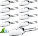 Zhehao 8 Pcs Metal Ice Scoop 6 oz Stainless Steel Ice Scooper for Ice Maker Kitchen Freezer Bar Wedding Party Small Scoops for Pet Animal Dog Food Candy Scoop Beach Shovel(Silver)