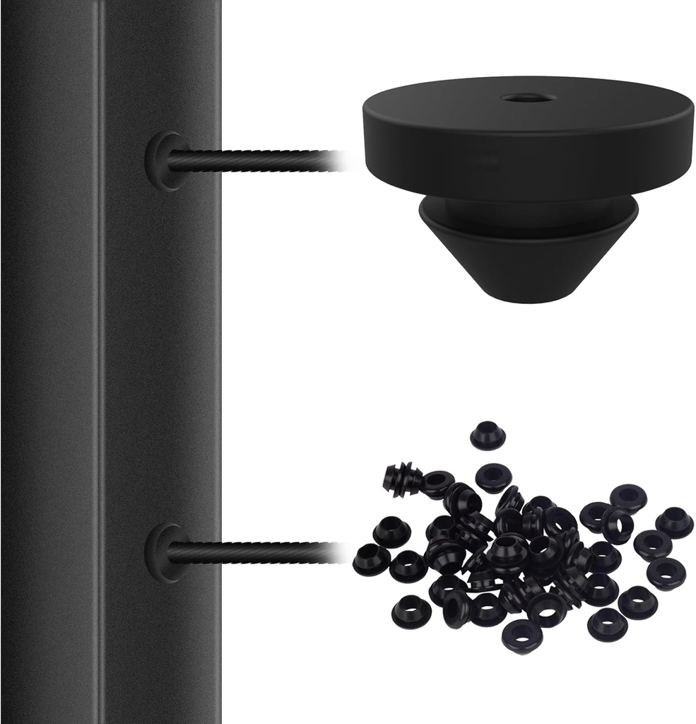 100 Pack Cable Railing Rubber Grommets for 1/8" 5/32" 3/16" Cables, 1/8" Cable Railing Grommet, Cable Railing Protective Sleeves for Metal Posts