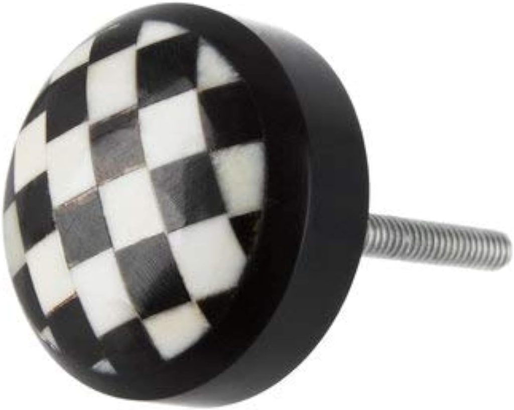 Black and White Checkered Round Knob Hardware Pull Home Diy Draws 2 knobs