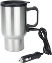 12V Car Heating Cup Car Heated Mug,Car Electric Kettle Stainless Steel Material,Water Milk Coffee Tea Heating Kettle for Vehicles Camping(Silver)