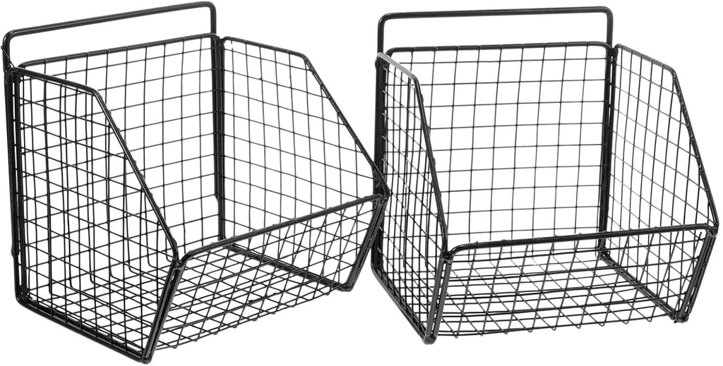 Zerodeko Kitchen Fruit Basket 2 Tier Wall Storage Basket Wall Mounted Onion and Potato Storage Hanging Metal Wire Baskets Kitchen Countertop Organizer