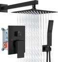 Aolemi Shower Faucet Set Rain Shower System with Handheld Spray Bathroom Shower Combo Rough-in Valve and Shower Trim Kit Included Matte Black 8 Inch Wall Mount Shower Head