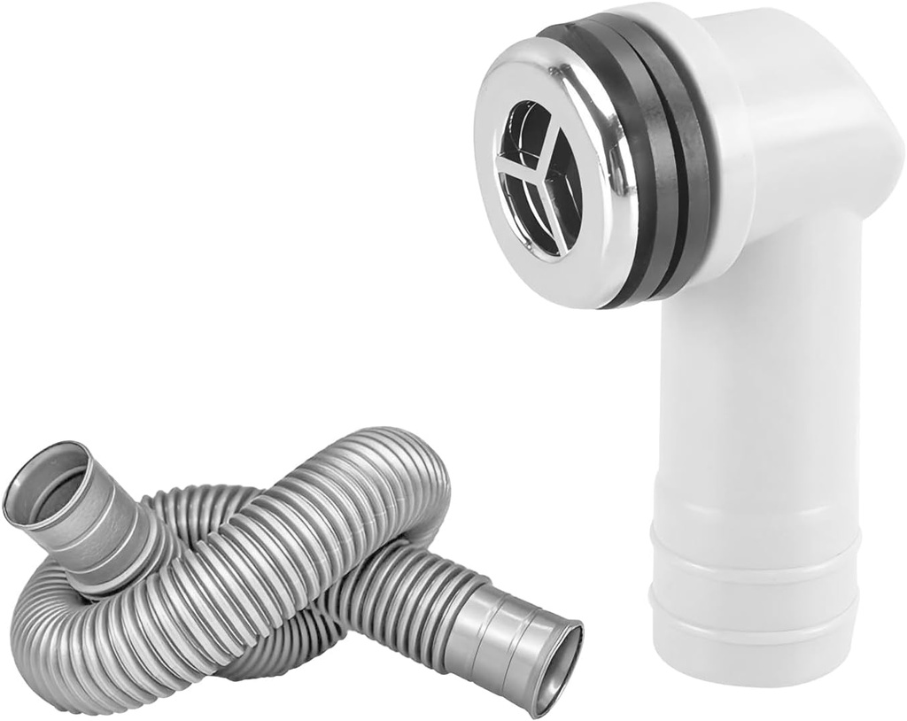 Qrity 1 PCS Overflow Pipe with 29x29mm Round Interface, Kitchen Sink Drain Pipe Kit, Sink Overflow Fittings, Bathroom Ceramic Basin Sink Overflow Pipe, Tube Length 450mm