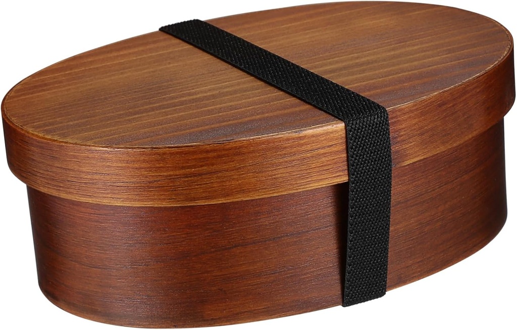 Retro Japanese Style Wooden Lunch Sushi Box Capacity Portable Single Layer Bento for Work Picnic