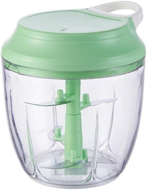 Vegetable Chopper, Portable Handy Drawstring Garlic Crusher Onion Manual Food Processor, Sharp Blade Chopper for Chopping Chili Ginger Seasoning (green)