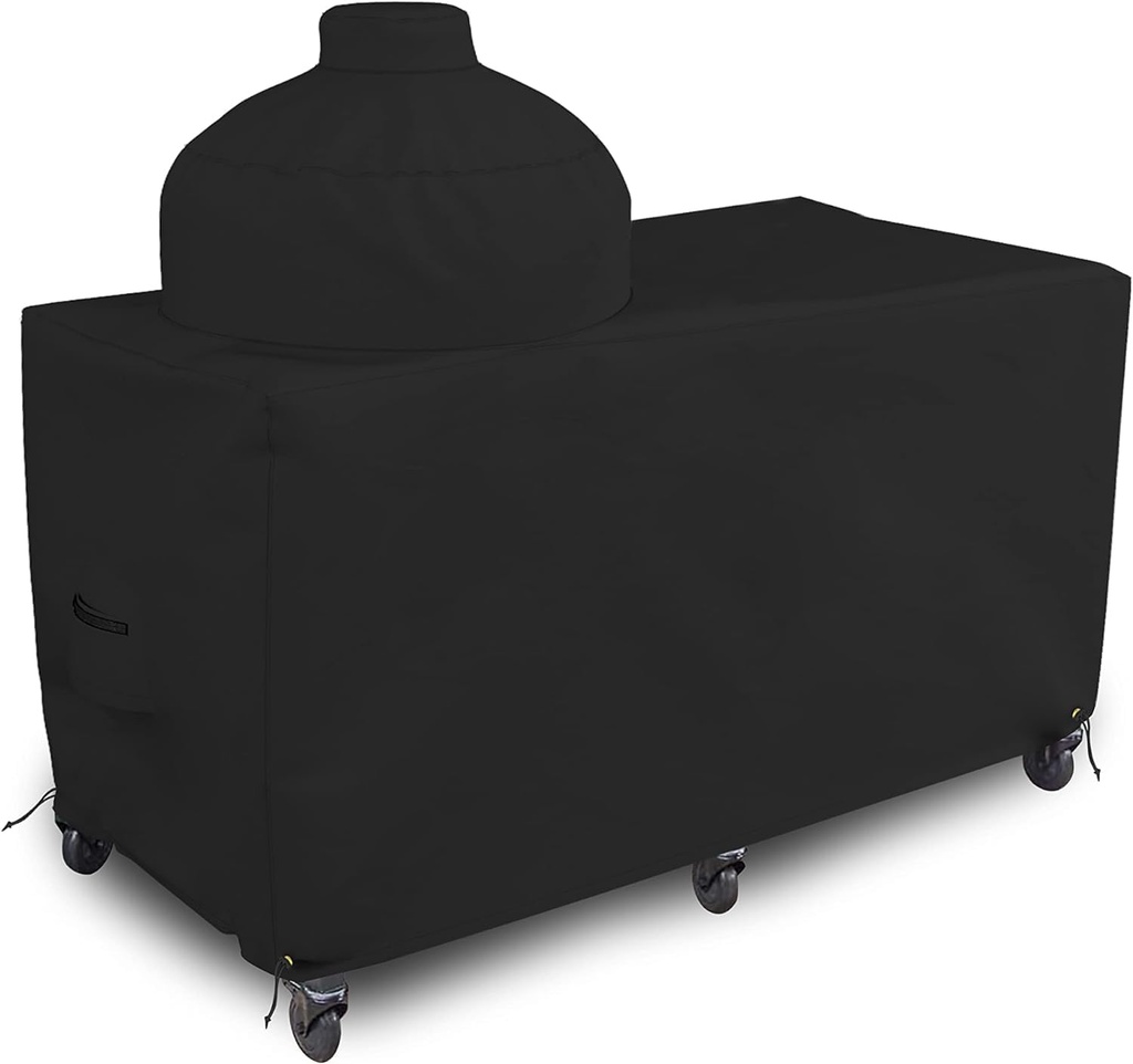 Covers & all Big Egg Grill Cover, 12 Oz Waterproof UV & Weather Resistant, PVC Coated Outdoor Cover with Air Vents & Drawstrings (72" L x 36" D x 52" H, Black)
