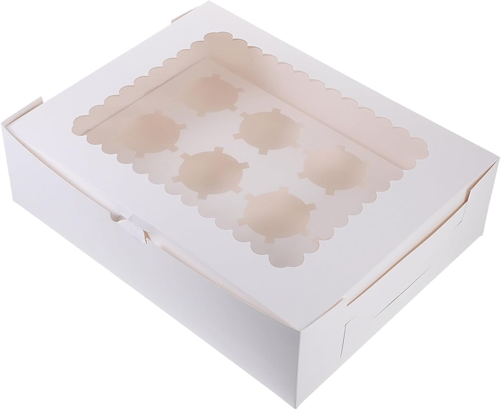 ABOOFAN 4pcs Clear Window Cupcake Boxes with Inserts Bakery Packaging for Transport and Storage for Muffins Cakes and Desserts Easy Assembly
