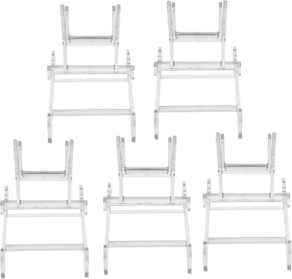 5pcs Adjustable Plastic Plate Storage Racks Trapezoid Display Stands for Organizing and Showcasing Dishes for Plates Non- Design for Kitchen Use