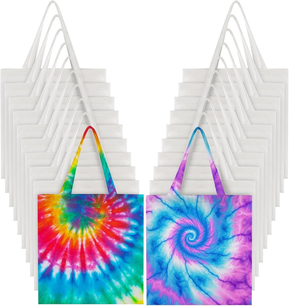 Silkfly 20 Pcs Cotton Tote Bags Bulk for Tie Dying Bohemia Tie Dye Blank Grocery Shopping Cloth Bag Multi Purpose Bags(12 x 14 Inch)