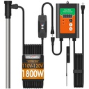 1800W Titanium Fully Submersible Portable Electric Immersion Hot Tub & Pool Water Heater with LCD Temperature Controller & Leakage Protection, Ideal for Baptistry, Bathtub, Buckets, Swimming Pool (GO)