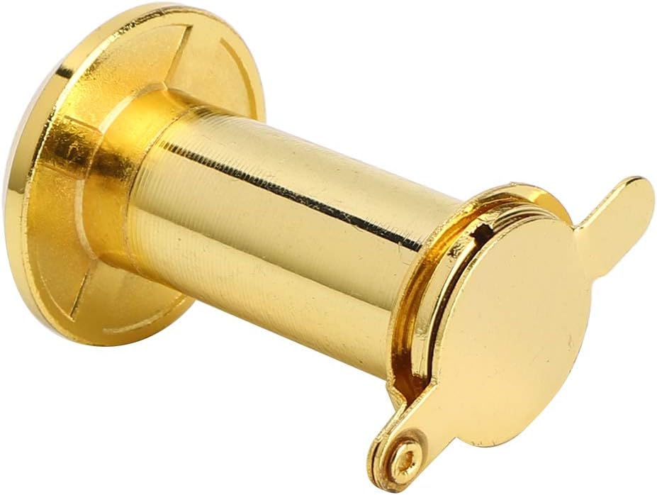 Anti Theft Door Peephole Solid Brass High Definition Glass Lens 200 Degree Door Peephole with Heavy Duty Rotatable Privacy Cover Suitable for Homes and Hotels Polished Gold Surface (Simple 16 Gold