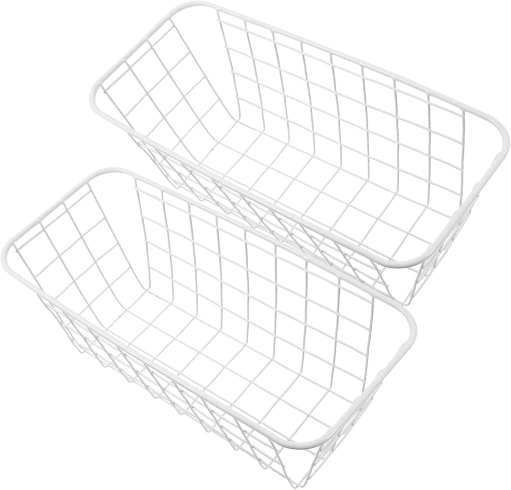 2pcs Hanging Wall Basket Wire Storage Organizer for Bathroom and Kitchen Easy to Install Space-saving Design for Towels and Sundries