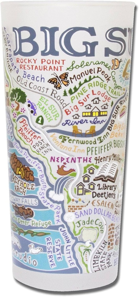 Catstudio Drinking Glass, Big Sur Frosted Glass Cup for Kitchen, Drinking Glasses, 15oz Dishwasher Safe Tumbler, Wedding Gifts