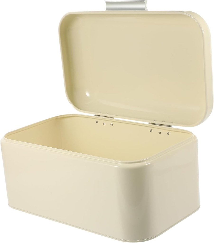Vintage Iron Bread Box Retro Kitchen Storage Container for Bread Snacks and Daily Essentials Space-saving Design for Home Bakery and Shops Cream Color