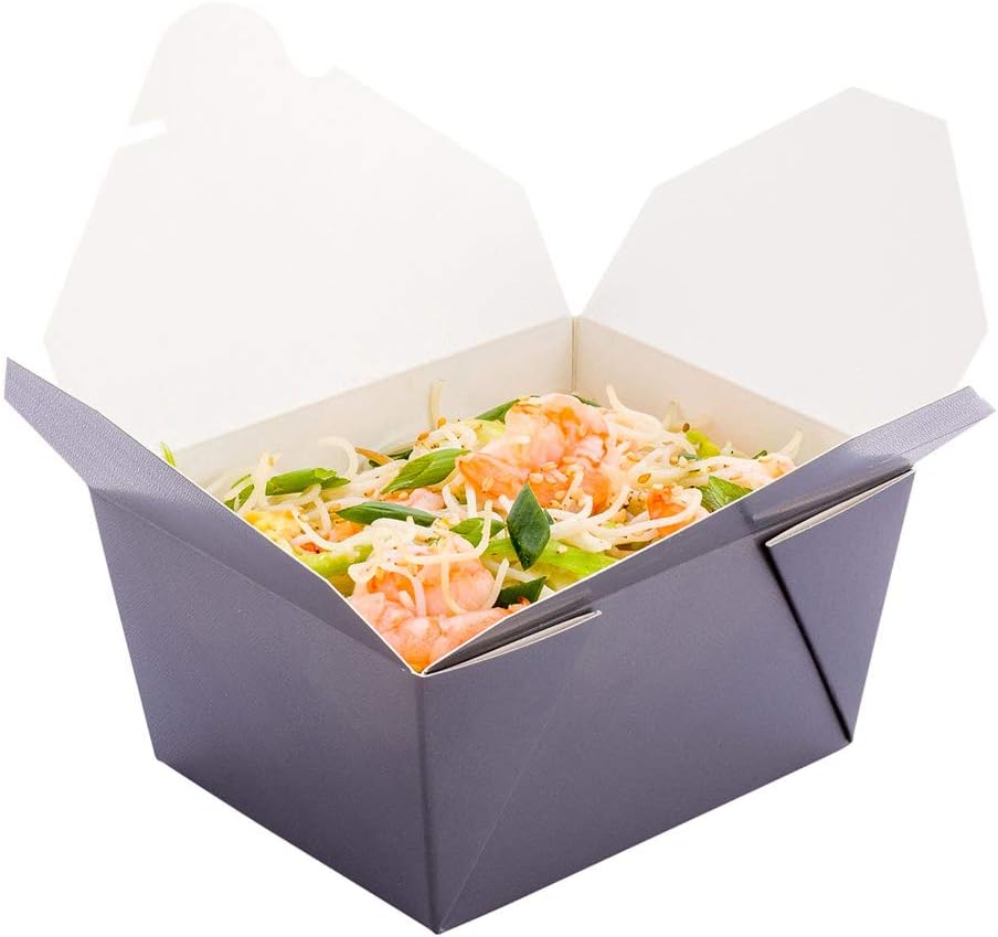 Restaurantware Bio Tek 30 Ounce Take Out Boxes 50 To Go Lunch Boxes - Tab-Lock Closure Heat-Tolerant Gray Paper Disposable Lunch Boxes Greaseproof For Hot And Cold Foods