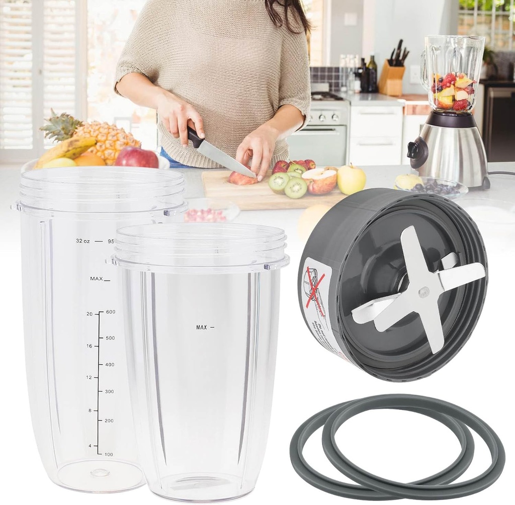Blender Cups and Blade Replacement Parts, 32oz & 24oz Juicer Cups and Extractor Blade Come with 2 Rubber Gaskets, Fit for NutriBullet High-Speed Blender/Mixer System 600W/900W Series Easy to Use