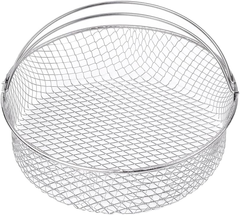 Air Fryer Basket, Steamer Basket for Instant Pot 6, 8Qt, 304 Stainless Steel Mesh Basket with Handle for Air Fryer, Air Fryer Accessory Basket 8.11 inch