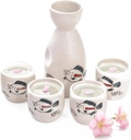 5 Pack Ceramic Sake Set Porcelain Sake Cups Japanese Sake Set Traditional Sake Cup Set for Hot or Iced Sake
