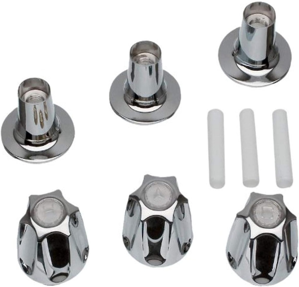 Danco 81428 Bathtub and Shower 3-Handle Remodel Kit for Price Pfister Tub/Shower Handle Restoration,(Pack of 3), Chrome
