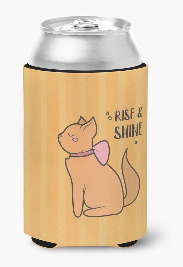 Caroline's Treasures BB7473CC Nursery Rise and Shine Cat Can or Bottle Hugger Cooler Washable Drink Sleeve Collapsible Beverage Insulated Holder, Can Hugger, Multicolor
