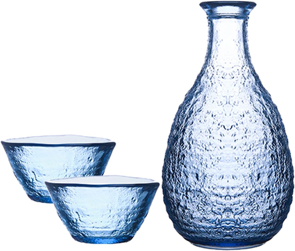 Sake Set, Saki Cups，Crafts Cup Ceramic Sake Set， Japanese Sake Set, 1 Sake Pot and 2 Sake Cup Transparent Glass Used for Home Party and Great Gifts,180ml (Size : 180ml) (Size : 290ml)