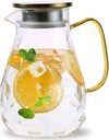 Heat Resistant Glass Pitcher With Lid And Spout, Glass Iced Tea Pitchers Beverage Pitchers For Fridge, Water Pitcher And Carafe 51oz/1500ml