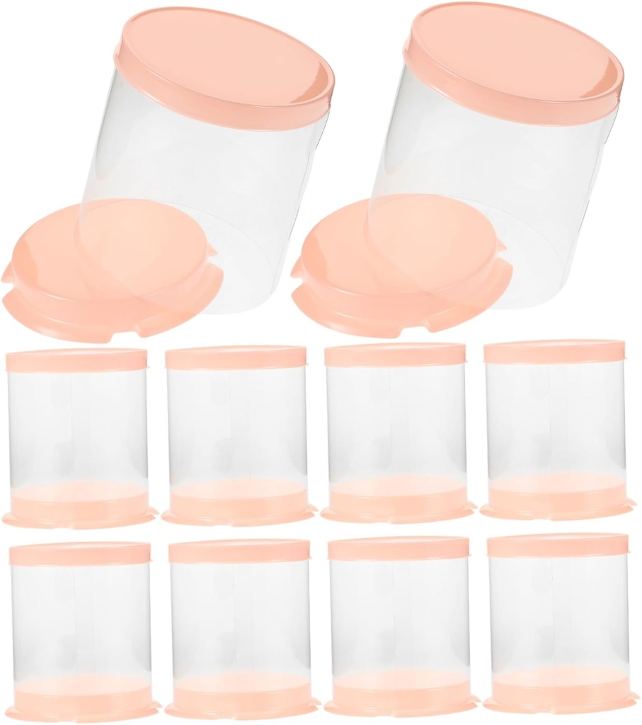 Cabilock 10pcs Transparent Mini Round Cake Box with Clear Lids for Small Treats Portable Dessert Packaging for Birthday Cakes and Pastries Lightweight and Elegant Design