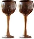 SET OF 2 - HANDCRAFTED COCONUT SHELL WINE GLASSES For Red & White Wine, Wine Goblets, Cocktail Glass, Eco-Friendly Natural Coconut Cups, Drinkware for Wedding, Parties, Beaches, Home, Christmas