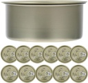 Luxshiny 12pcs Cali Self-seal Tin Can with Lid Press-in Food Container Can Refillable Round Empty Salve Tins Tuna Can for Fish Candies Meat Pet Food 8.3X8.3X3.8CM