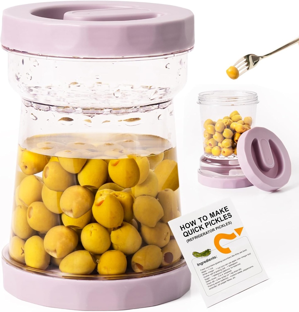 Pickle Jar with Strainer Flip, 38oz Pickle Container, Pickle and Olive Hourglass Jar, Tritan Flip Pickle Jar Juice Separator Jar with Airtight Lid for Jalapeno/Gherkin