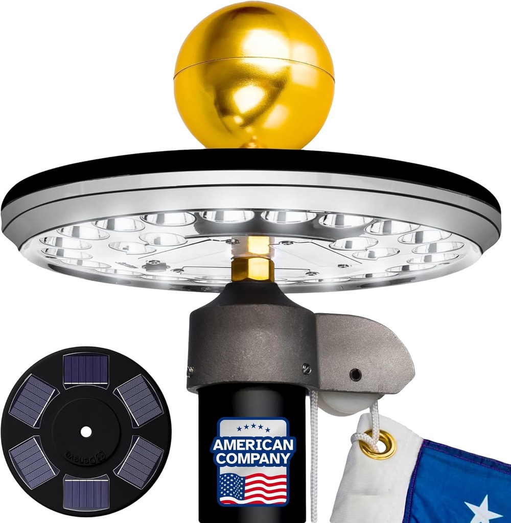 Deluxe Black Flag Pole Light Solar Powered