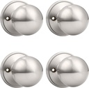 Probrico 4 Pack Dummy Door Knobs Brushed Nickel Finish, One Side Dummy Lever, Stainless Steel Half Handle for French Doors, Round Ball Knob