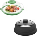 2Pcs Microwave Splatter Cover Lid for Food with Water Steamer and Silicone Cover