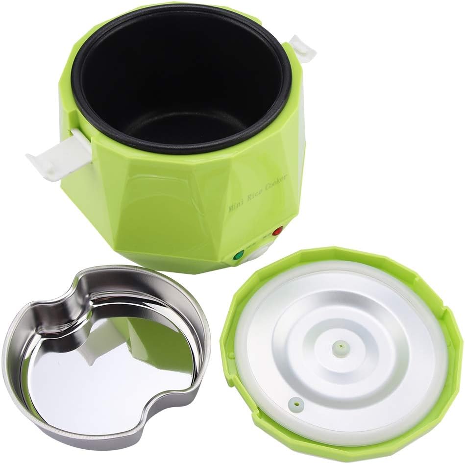 1.3 Liter Portable Car Electric Rice Cooker Food Steamer 12V 100W Portable Electric Rice Cooker Electric Rice Cooker Electric Food Steamer Car Steamer for Coach Travel Camping (Green)