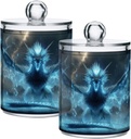 Acrylic Plastic Clear Jar with Lid, Blue White Lightning Dragon Airtight Storage Jar 2 Pack Kitchen Storage Containers for Cookie Snack Candy
