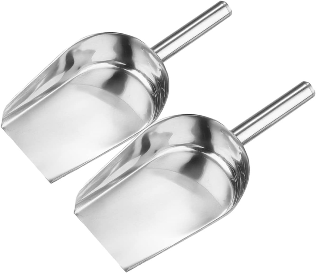 2pcs Handheld Ice Cube Scoop Stainless Steel Food Shovel for Bean Flour Candy Nut