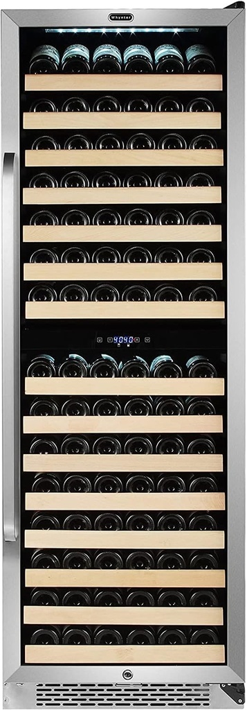 Whynter BWR-1642DZa 164 Bottle Built-in Stainless Steel Dual Zone Compressor Wine Refrigerator Rack and LED Display, Dark Grey-164 Grey