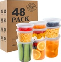 48Sets Deli Containers with Lids (8oz, 16oz, 32oz Each), Food Srorage Containers with Lids Airtight, Disposable Soup Containers with Lids, Microwave/ Freezer/ Dishwasher Safe, Leakproof, BPA Free