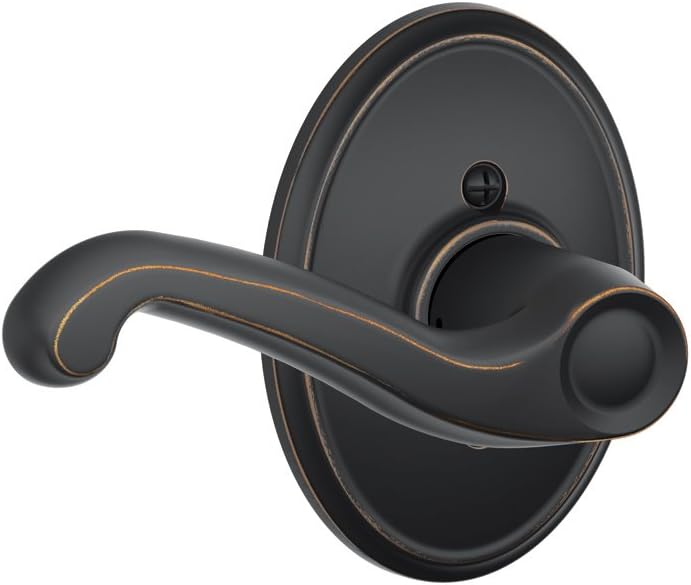 SCHLAGE Left Handed Lever with Wakefield Trim Non-Turning Lock, Aged Bronze (F170 FLA 716 WKF LH)