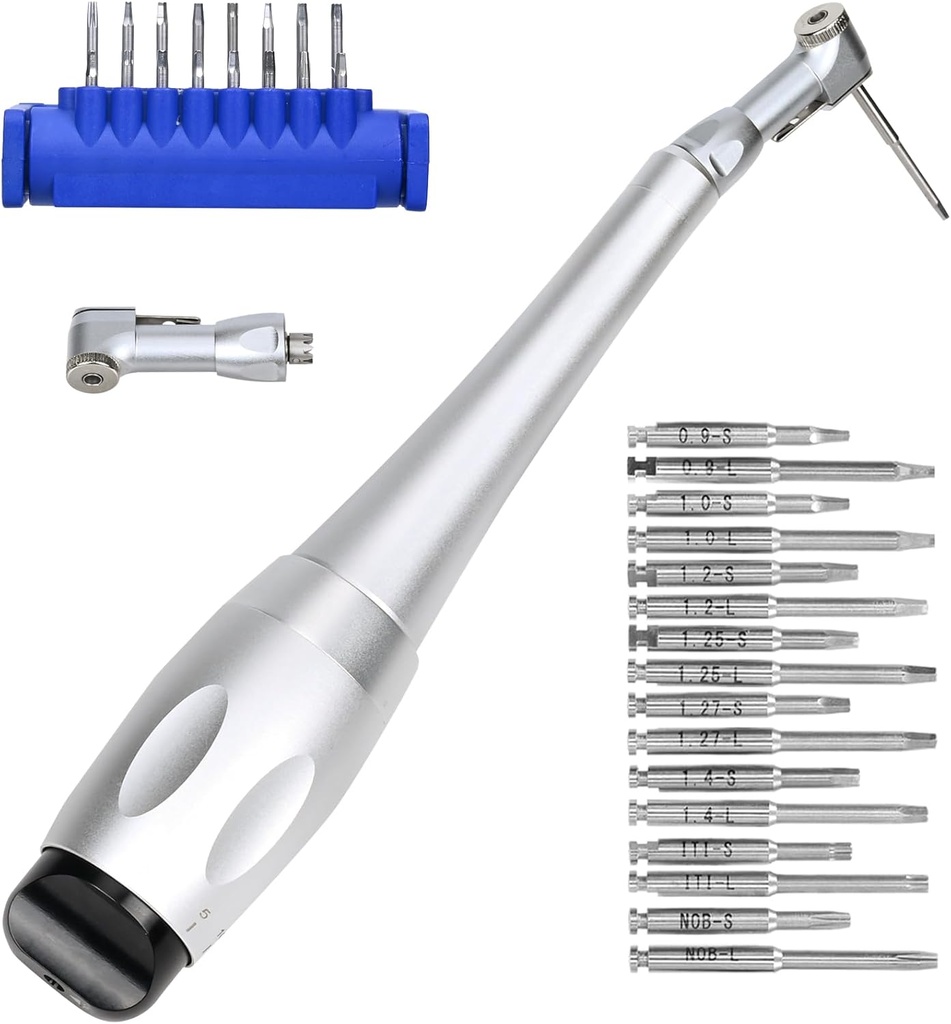 Implant Universal Hex Driver Screw Screwdriver Kit Fit for Dental Clinic, Dual Head Design(With(5-35N.Cm)7 Kinds of Torque +16 Pcs Screw Drivers Head),Universal Dental Implant Driver Kit