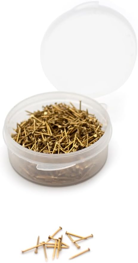 iDili Ship Model Making Brass Nails - 0.7mm x 10mm Fine Pointed Pins for Wooden Model Boats, Ships, Hull Planking (1000 PCS) - Brass Craft Nails for Model Building