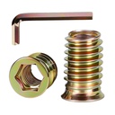 15 PCS 3/8-16 x 25mm Threaded Inserts for Wood Professional Threaded Insert Nuts for Furniture & Wooden Products, Hex Spanner Included