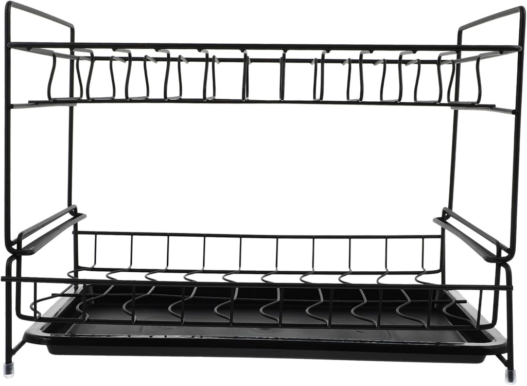 Double-deck Dish Rack Multifunctional Draining Bowl Stainless Steel Plate Storage Shelf