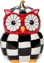 Cosmos Gifts 21095 Fine Ceramic Modern Owl with Checkerboard Pattern Candy Jar 6 5/8" H