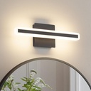 JUSHENG Black Vanity Lights for Bathroom, 5CCT Dimmable Bathroom Light Fixtures Over Mirror, Modern LED Vanity Light Bar Above Mirror 16'' Inch 16W