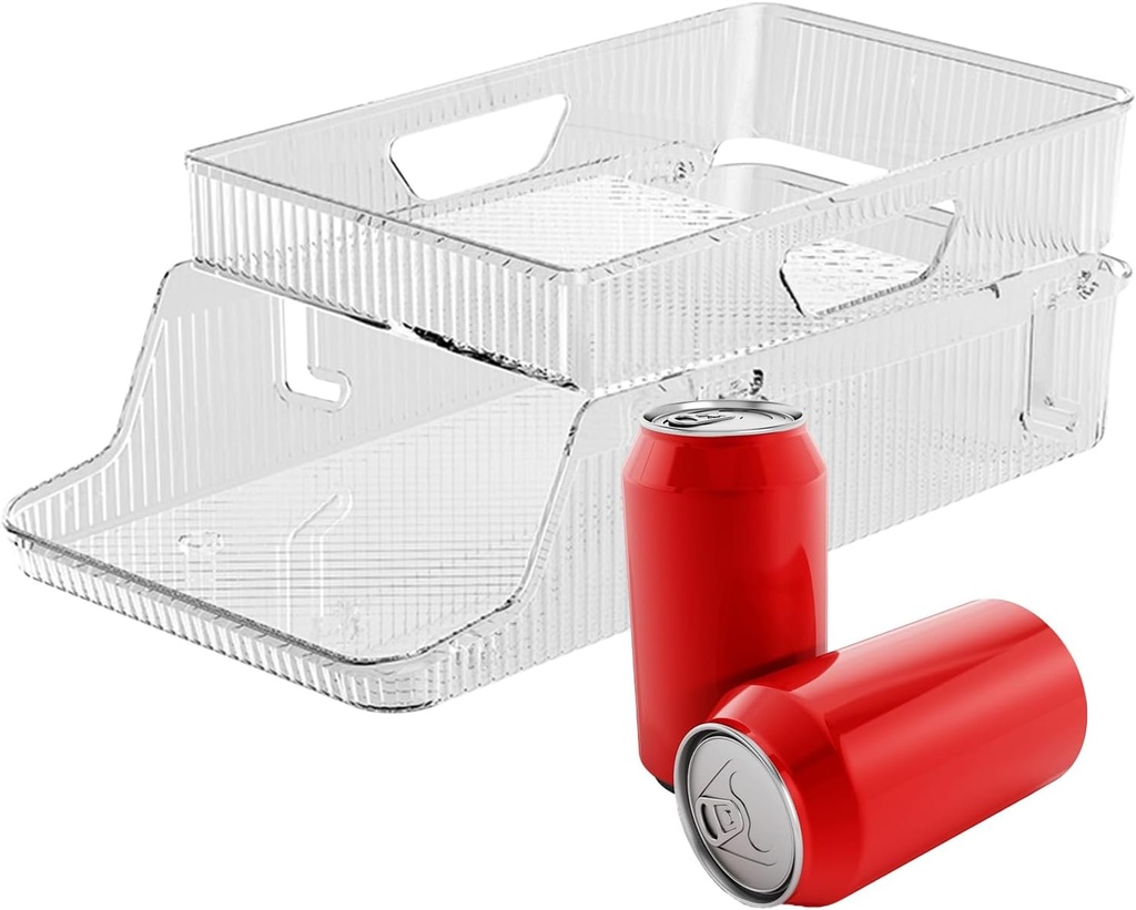 Refrigerator Soda Can Storage Box, Fridge Can Holder, Soda Bottle Organizer, Multi-Purpose Use, Clear And Stackable, 1 Piece, Ideal For Kitchen Or Pantry