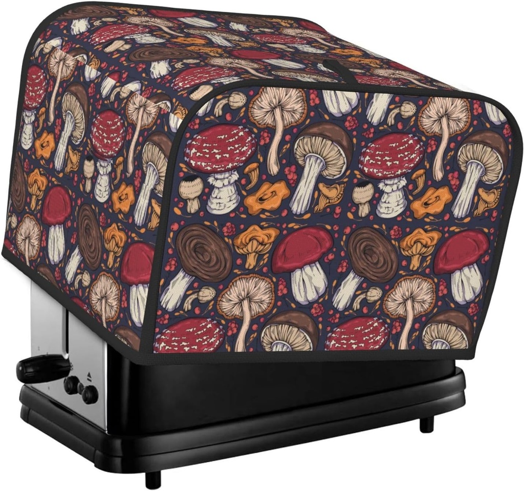 Oven Cover Kitchen Bread Machine Protector,4 Slice Toaster Cover For Home,Fingerprint Coaster Cover,Kitchen Small Appliance,Forest Wild Mushroom