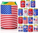 15 Pack Can Cooler Sleeves - Patriotic Beverage Insulators for BBQ, Pool Parties & Summer Celebrations | Red White Blue Star Design