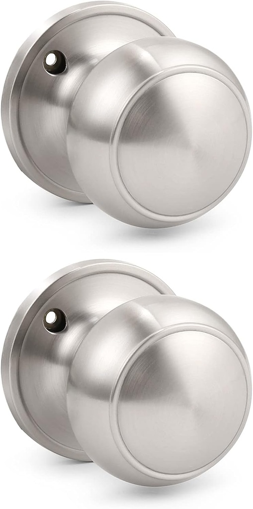 Gobrico Half Dummy Door Knobs One-Side Door Handle Satin Nickel Finished 2Pack