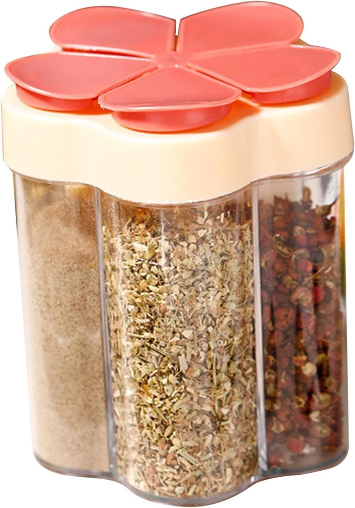 5 in 1 Seasoning Jar, Travel Container, Travel Shaker for Kitchen Home (Red)